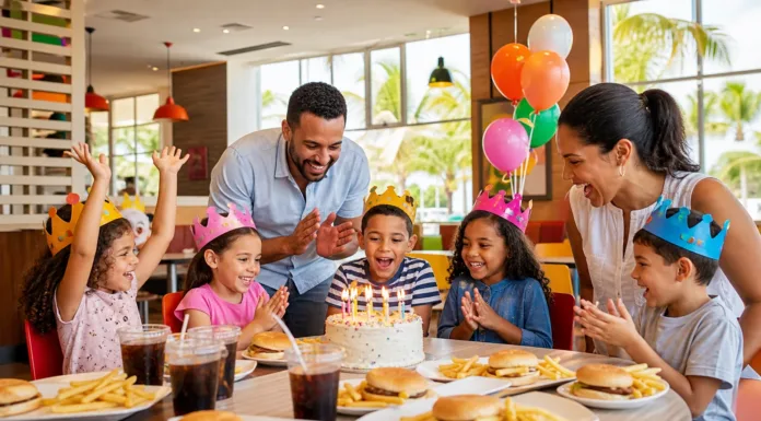 Cumpleaños en Burger King República Dominicana: paquetes y precios Familia celebrando un cumpleaños en Burger King República Dominicana