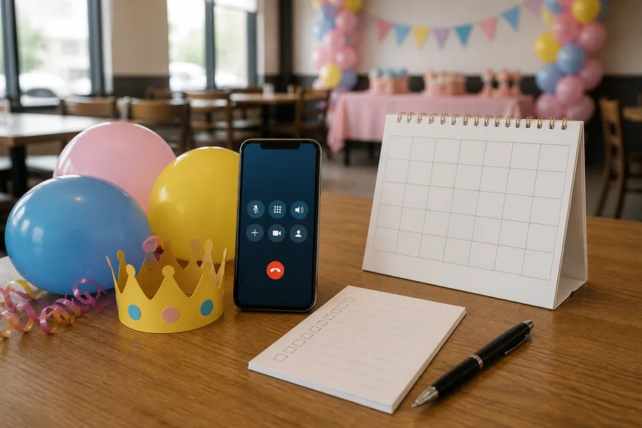 Reserva de cumpleaños en Burger King con teléfono, calendario y presupuesto