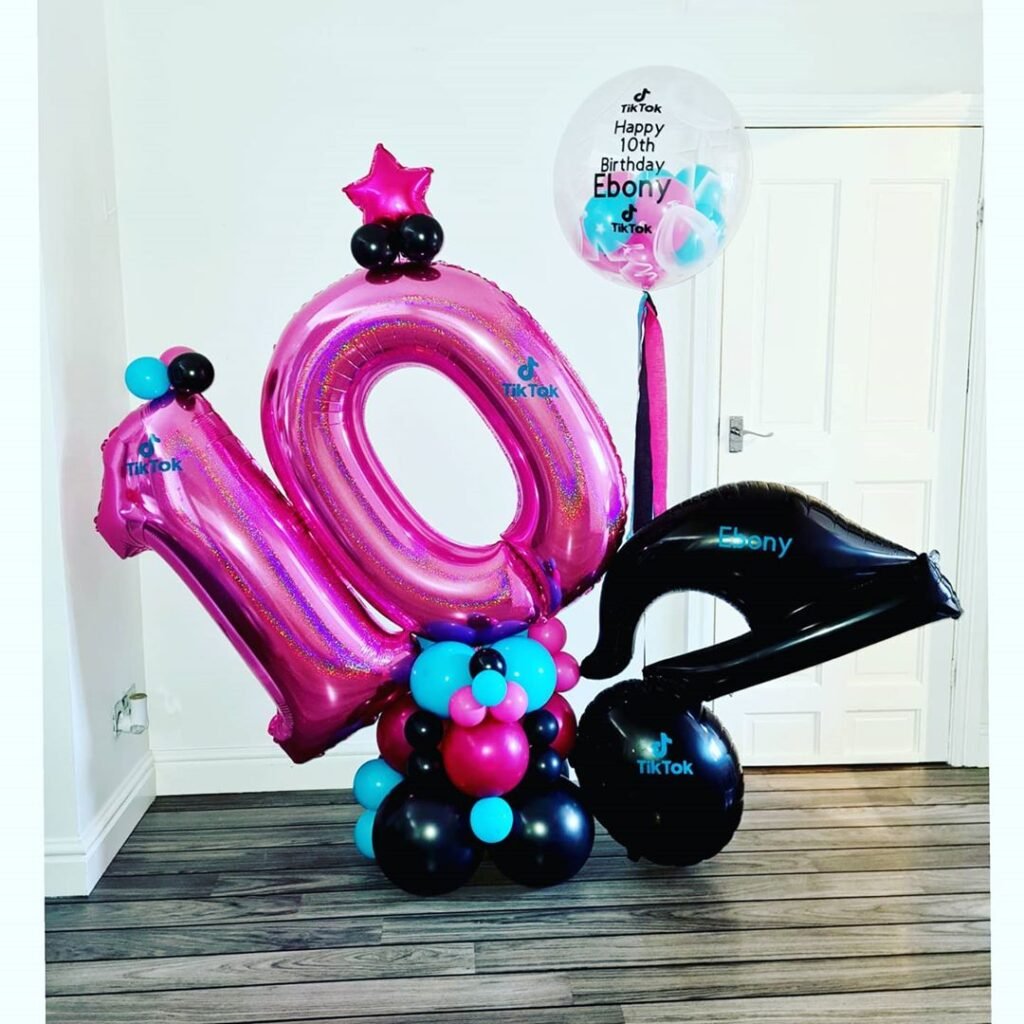 globos con colores de TikTok para fiesta infantil