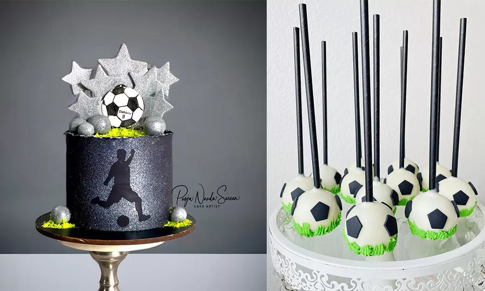 pastel y cake pops de soccer