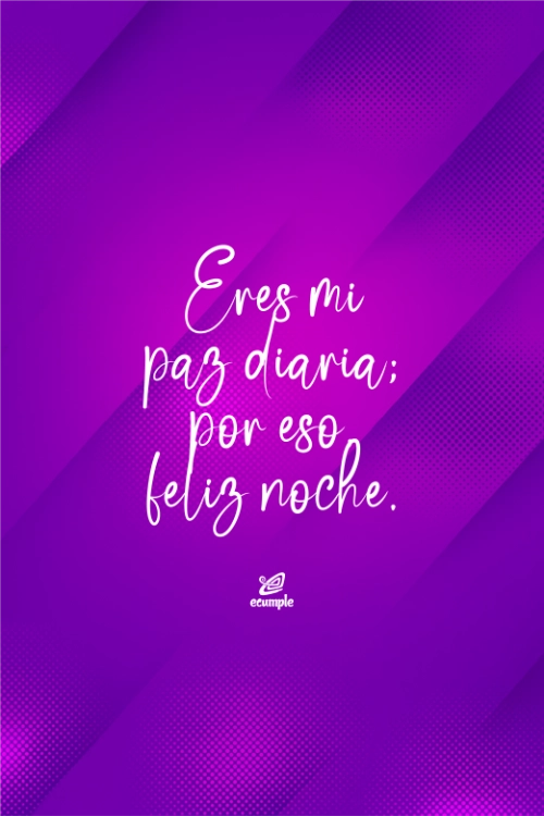 Tarjeta vertical morada con textura halftone y mensaje “eres mi paz diaria”