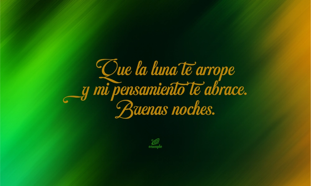 Degradado verde y ámbar con frase inspiradora para desear feliz noche