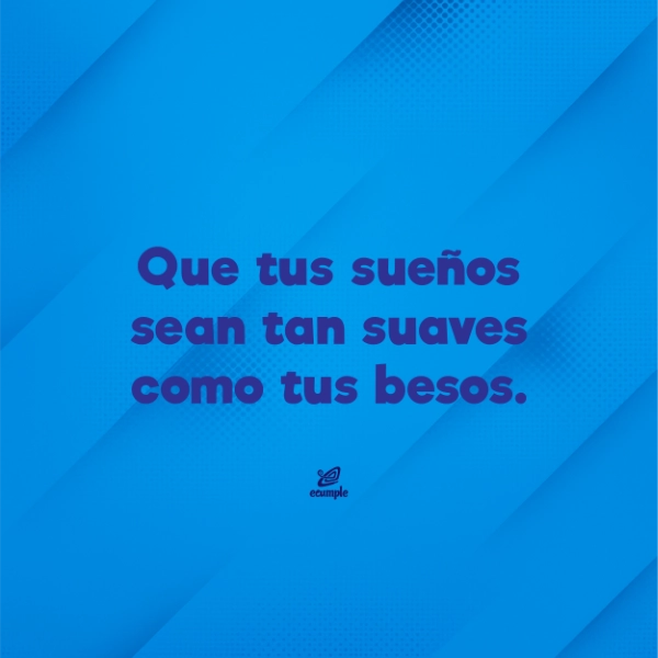 Diseño cuadrado azul con bandas diagonales y mensaje “dulces sueños”