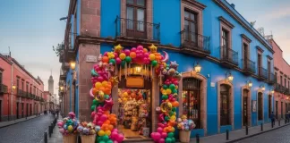 Tienda de globos en México: precios, envíos y ciudades 2025 Fachada de una tienda de globos colorida en la ciudad de México