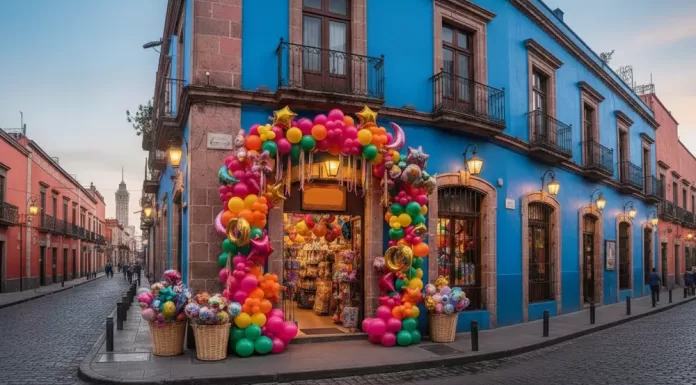 Tienda de globos en México: precios, envíos y ciudades 2025 Fachada de una tienda de globos colorida en la ciudad de México