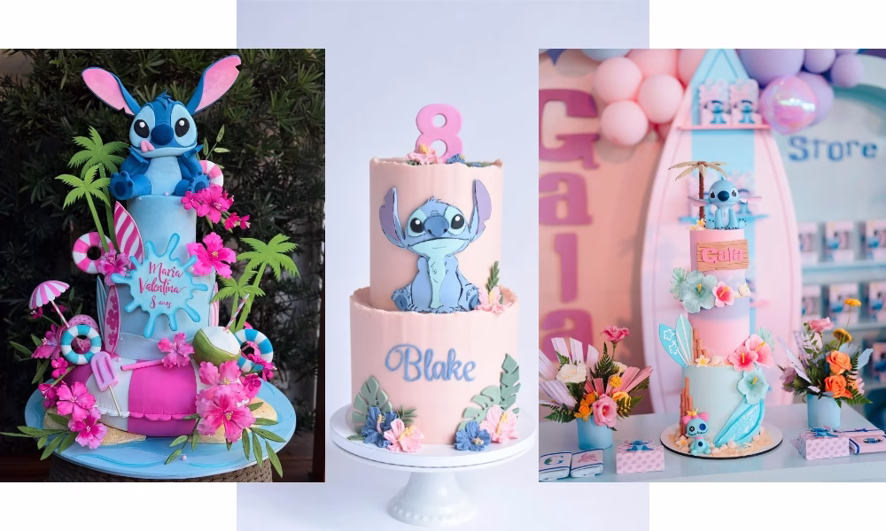 Figura azul de fondant con orejas grandes y detalles infantiles