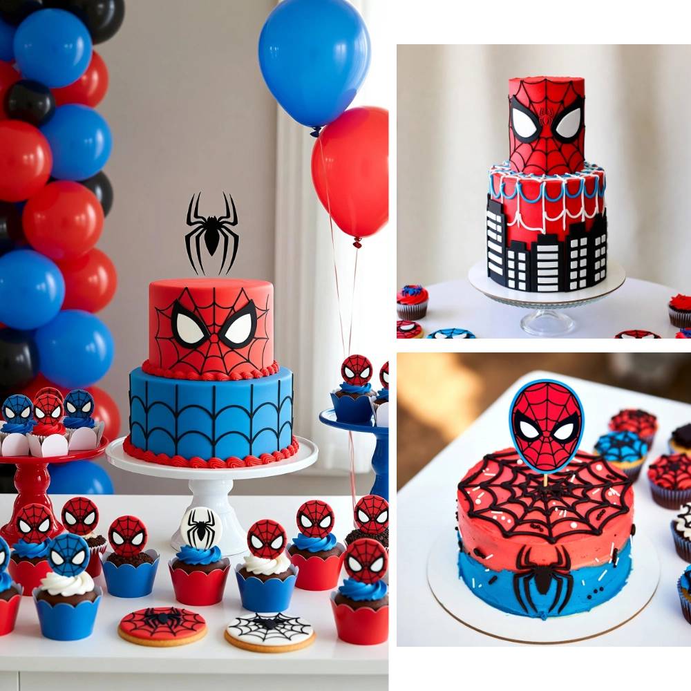 Collage de mesa decorada con cupcakes, galletas y globos