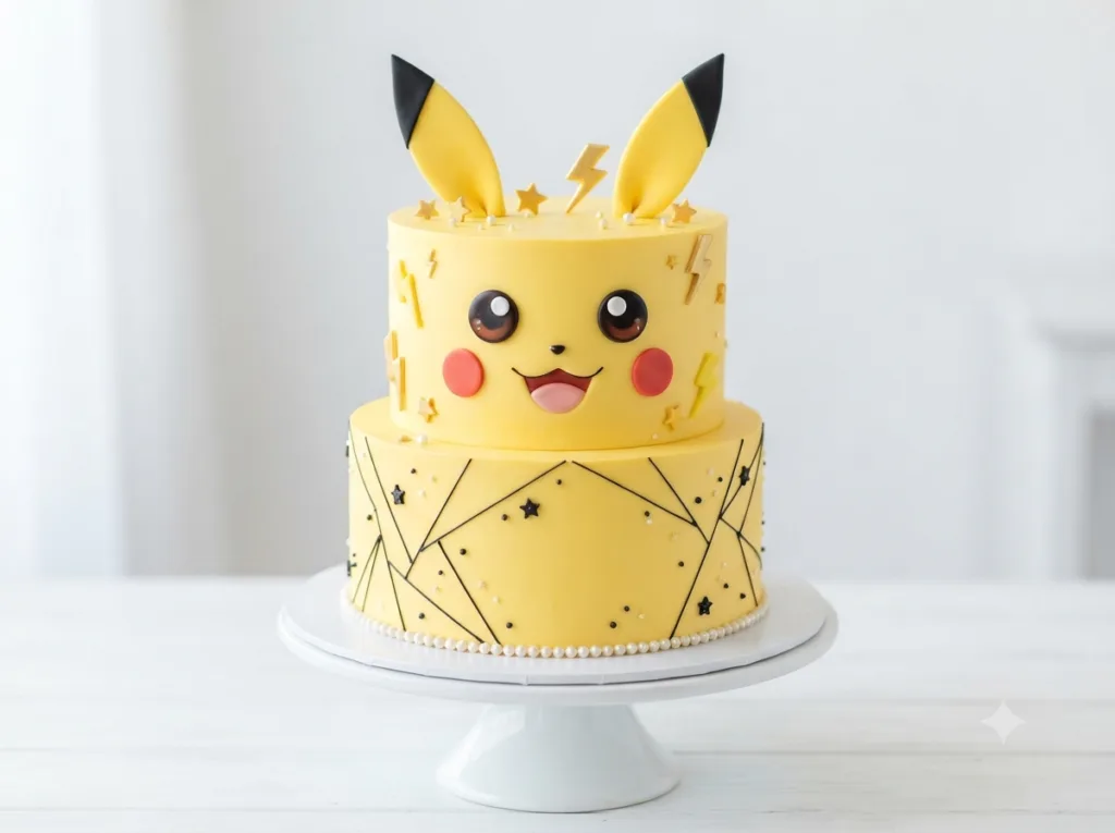 Tarta Pokémon con Pikachu decorada para cumpleaños infantil.