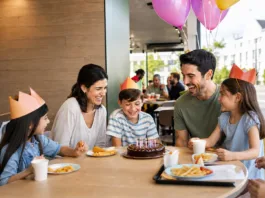 Imagen ilustrativa de una familia celebrando un cumpleaños en Burger King España