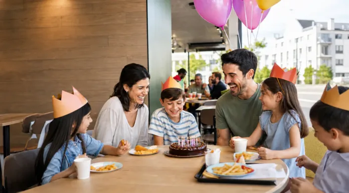 Cumpleaños en Burger King España: precios, packs y reserva Imagen ilustrativa de una familia celebrando un cumpleaños en Burger King España