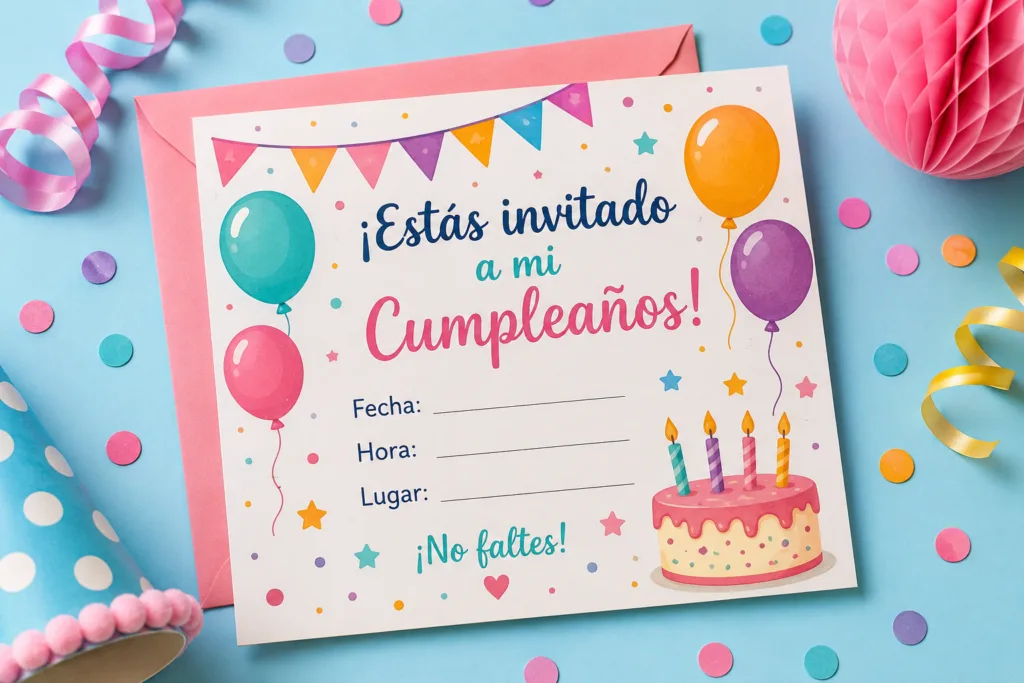 Invitación temática en formato impreso y digital para una fiesta