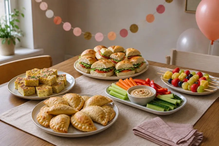 Menú de picoteo para diez invitados en un cumpleaños en casa