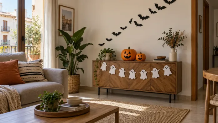 halloween-casero-principal Decoración de Halloween casera con murciélagos, calabazas y fantasmas