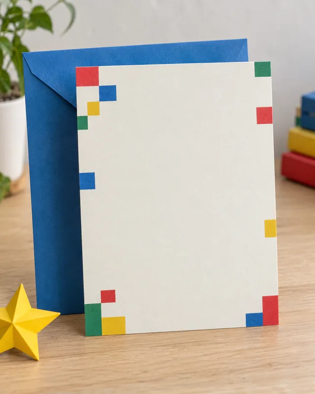 Invitación de cumpleaños de Mario Bros vertical con bloques de colores