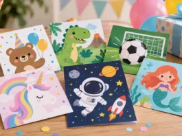 invitaciones de cumpleaños infantiles con diseños de dinosaurio, fútbol, unicornio, espacio y sirena