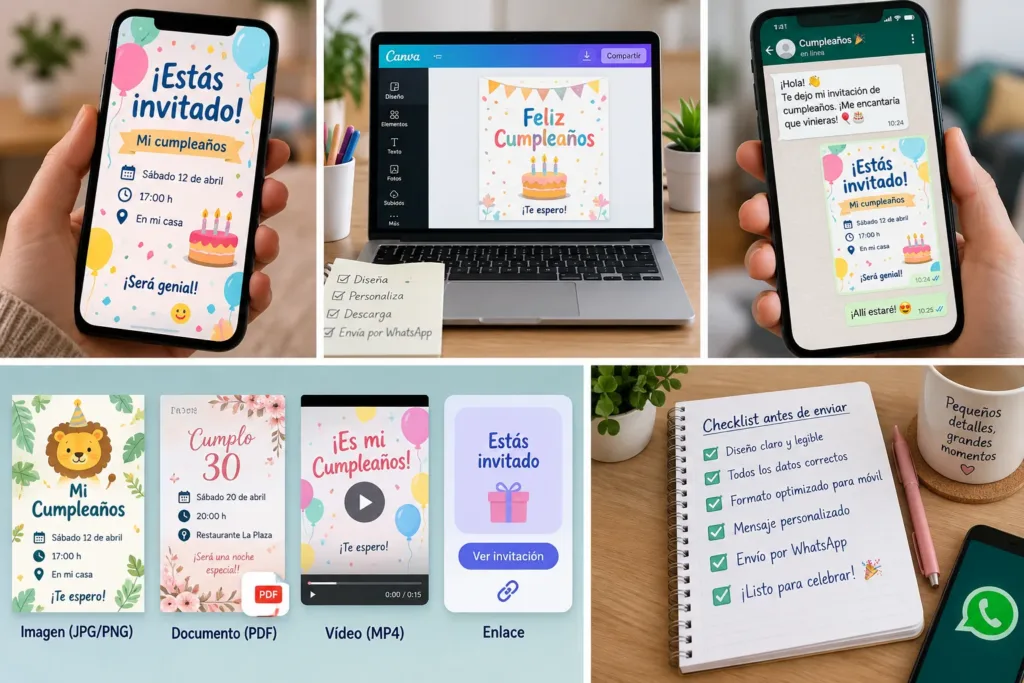 Tarjetas de cumpleaños en distintos formatos para compartir por móvil, vídeo, PDF y enlace