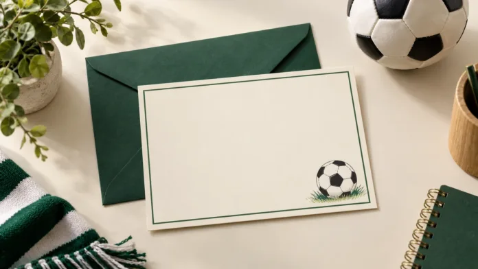 invitaciones-futbol-principal Móvil con un diseño de invitación de fútbol en verde y blanco