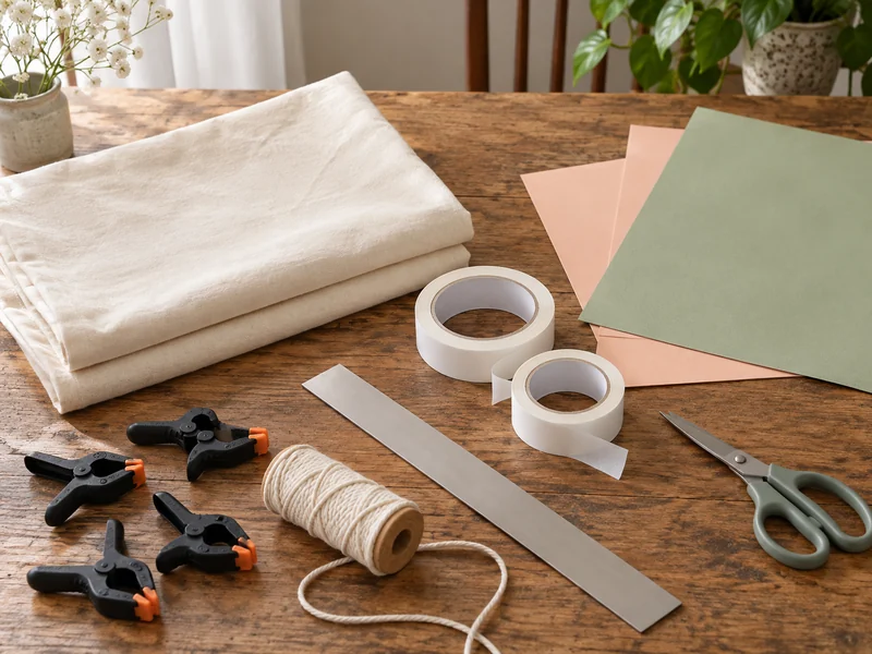 Materiales para montar un photocall de cumpleaños casero con tela y cartulinas